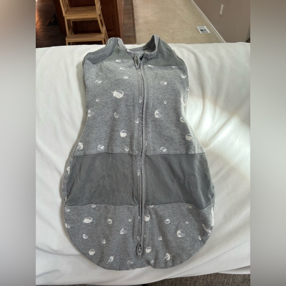 Gray Baby Swaddle with Moon Pattern